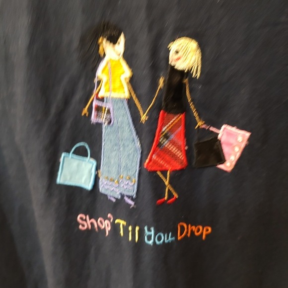 Maggie Barnes Plus Sz 20W Button Front Y2K Blouse Navy Linen Blend‎ Embroidered - Picture 5 of 7